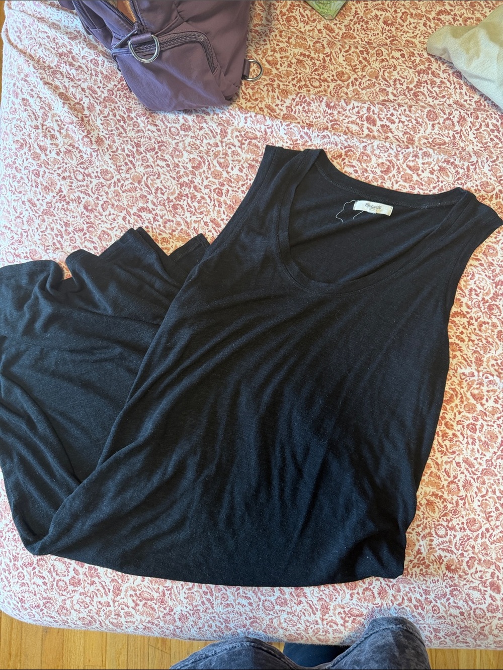 Madewell Black Sleeveless V-Neck Midi Dress